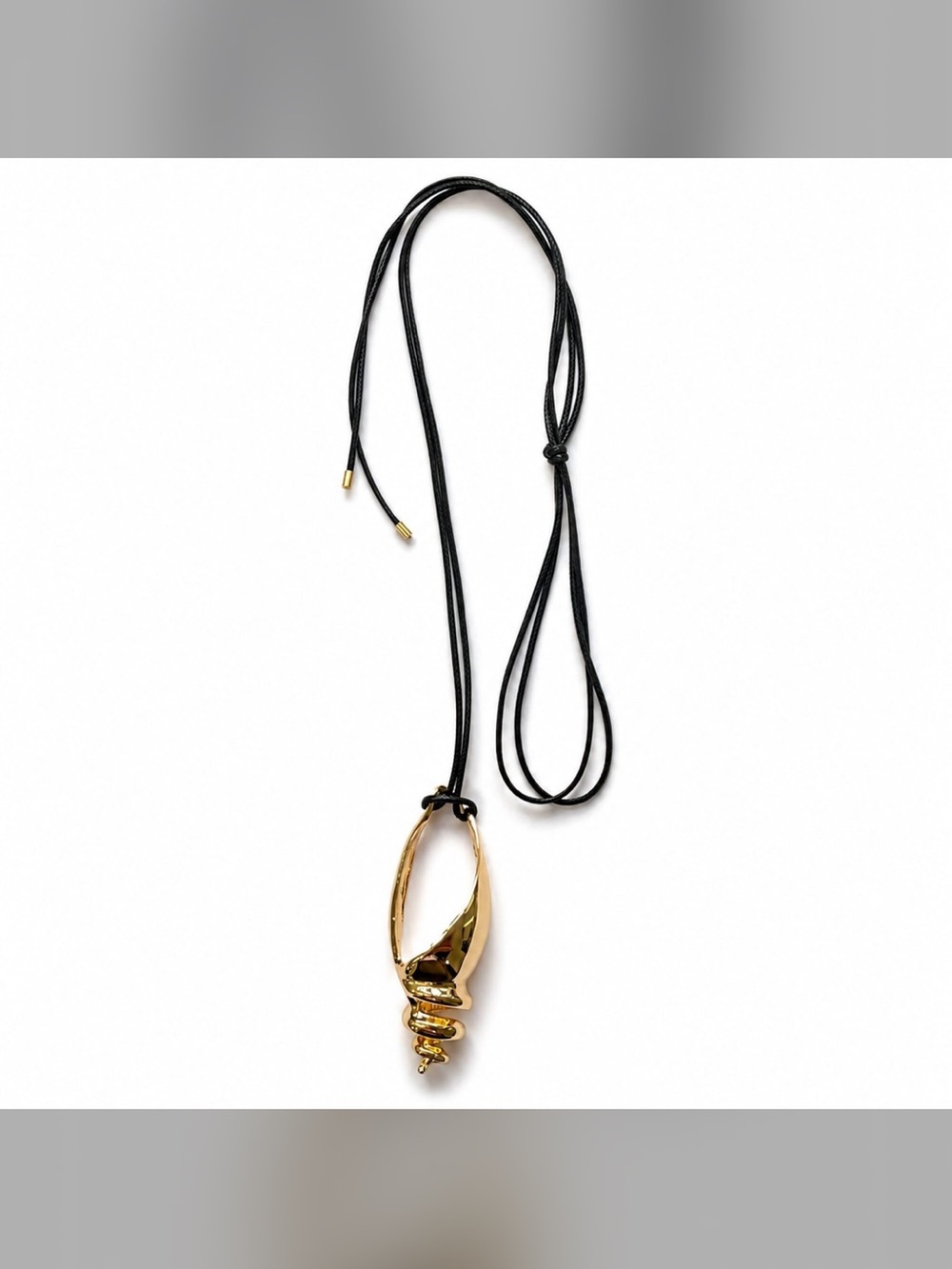 Mayamar Gold Shell Pendant Necklace on Black Cord (NWT)